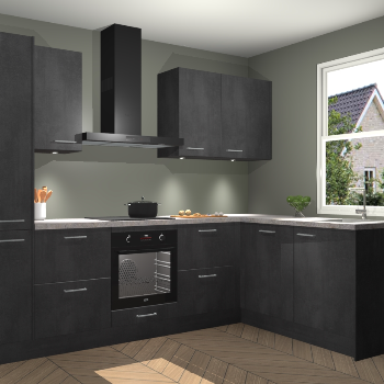 Beton Zwarte keuken Bazel 113816