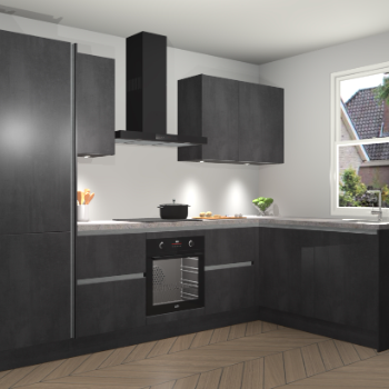 Beton Zwarte greeploze keuken Bazel 113817