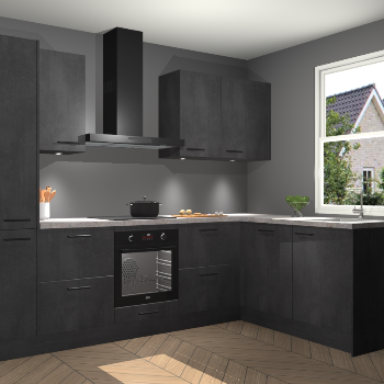 Beton Zwarte keuken Bazel 113818