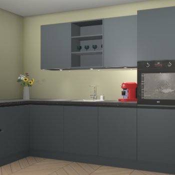 Onyxgrijze greeploze keuken Gotenburg 113475