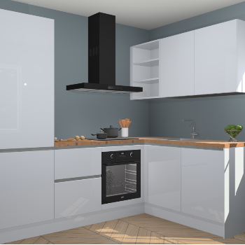 Sneeuwwitte hoogglans greeploze keuken Krakau 113055