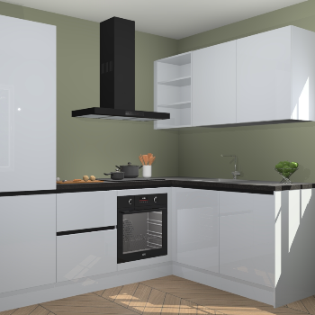 Sneeuwwitte hoogglans greeploze keuken Krakau 113707