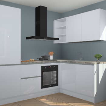 Sneeuwwitte hoogglans greeploze keuken Krakau 113694