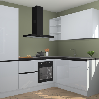 Sneeuwwitte hoogglans greeploze keuken Krakau 113710