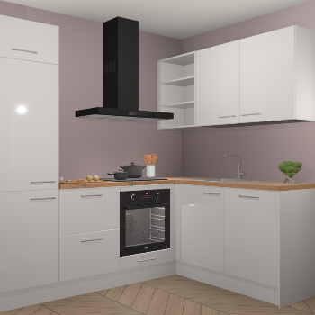 Zijdegrijze hoogglans keuken Krakau 113551