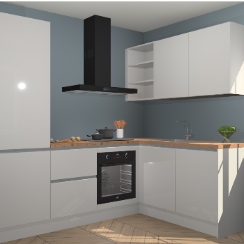 Zijdegrijze hoogglans greeploze keuken Krakau 113553