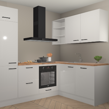 Zijdegrijze hoogglans keuken Krakau 113554