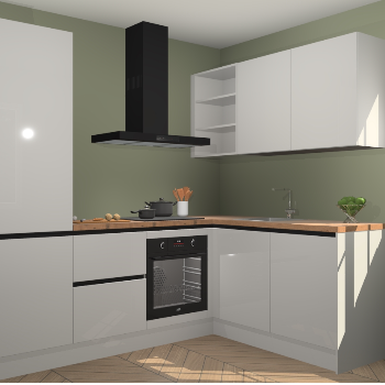 Zijdegrijze hoogglans greeploze keuken Krakau 113556