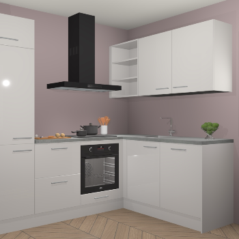 Zijdegrijze hoogglans keuken Krakau 113756