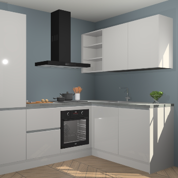 Zijdegrijze hoogglans greeploze keuken Krakau 113766