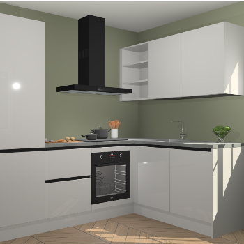 Zijdegrijze hoogglans greeploze keuken Krakau 113781