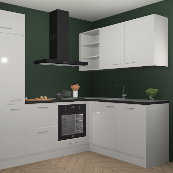 Zijdegrijze hoogglans keuken Krakau 113762