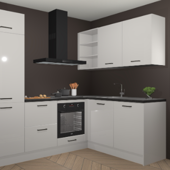 Zijdegrijze hoogglans keuken Krakau 113777