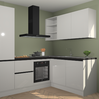 Zijdegrijze hoogglans greeploze keuken Krakau 113782