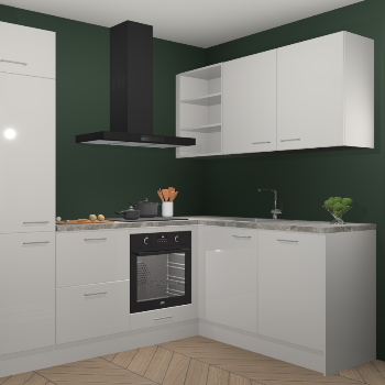 Zijdegrijze hoogglans keuken Krakau 113763