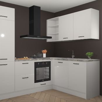 Zijdegrijze hoogglans keuken Krakau 113778