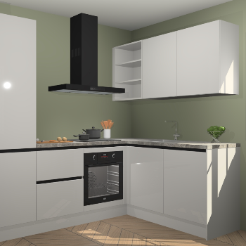 Zijdegrijze hoogglans greeploze keuken Krakau 113783