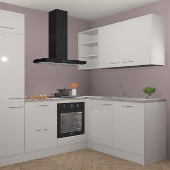 Zijdegrijze hoogglans keuken Krakau 113759