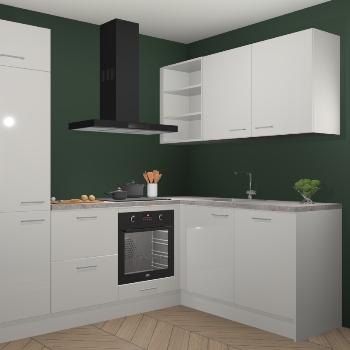 Zijdegrijze hoogglans keuken Krakau 113764