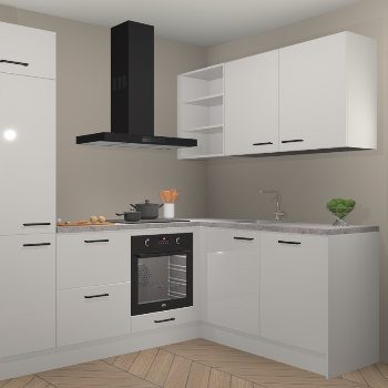 Zijdegrijze hoogglans keuken Krakau 113774