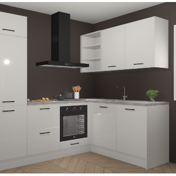 Zijdegrijze hoogglans keuken Krakau 113779