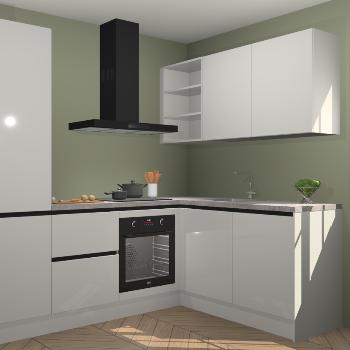 Zijdegrijze hoogglans greeploze keuken Krakau 113784