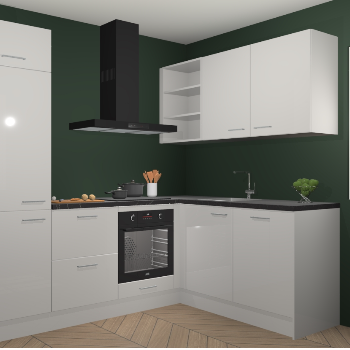 Zijdegrijze hoogglans keuken Krakau 113765