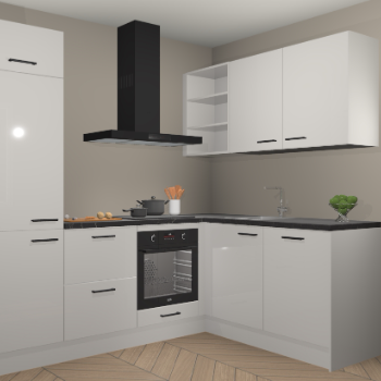 Zijdegrijze hoogglans keuken Krakau 113775