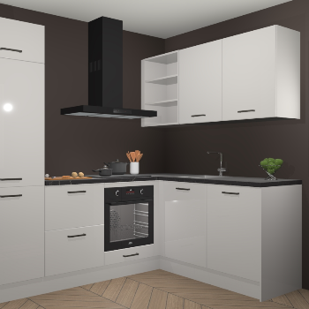 Zijdegrijze hoogglans keuken Krakau 113780