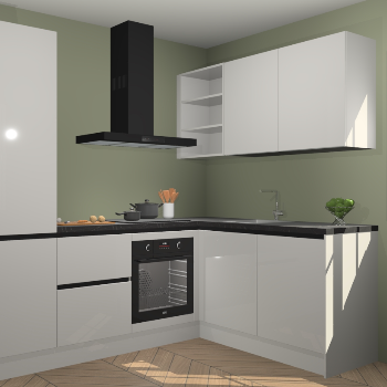 Zijdegrijze hoogglans greeploze keuken Krakau 113785