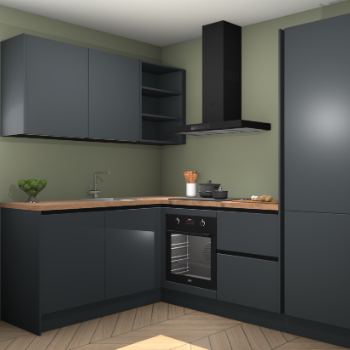 Onyxgrijze greeploze keuken Boekarest 114158