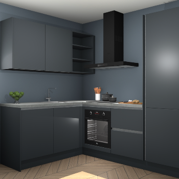 Onyxgrijze greeploze keuken Boekarest 114229