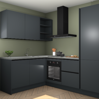 Onyxgrijze greeploze keuken Boekarest 114232