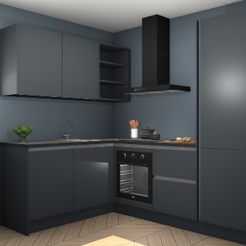 Onyxgrijze greeploze keuken Boekarest 114237