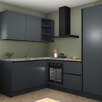 Onyxgrijze greeploze keuken Boekarest 114265