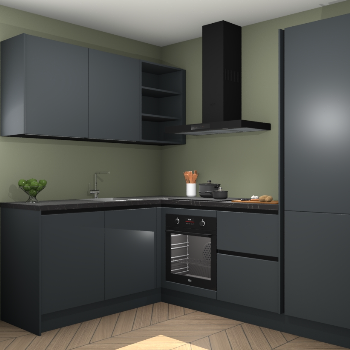 Onyxgrijze greeploze keuken Boekarest 114286