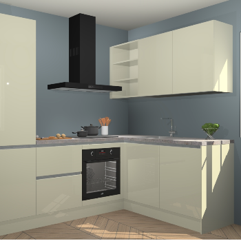 Magnolia hoogglans greeploze keuken Krakau 113834