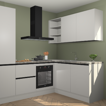 Zijdegrijze greeploze keuken Krakau 114187