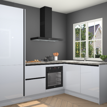 Sneeuwwitte hoogglans greeploze keuken Linz 114404