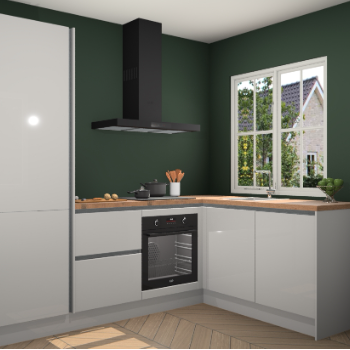 Zijdegrijze hoogglans greeploze keuken Linz 114419