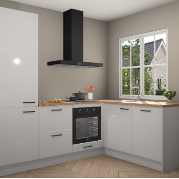 Zijdegrijze hoogglans  keuken Linz 114421