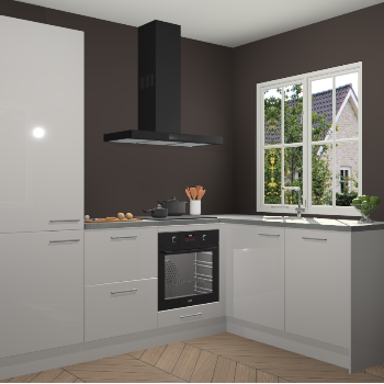 Zijdegrijze hoogglans  keuken Linz 114525