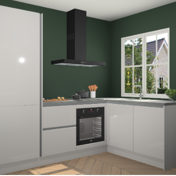 Zijdegrijze hoogglans greeploze keuken Linz 114527