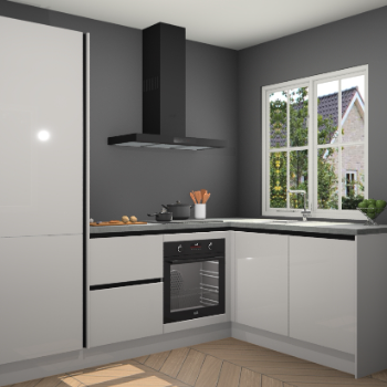 Zijdegrijze hoogglans greeploze keuken Linz 114530