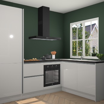 Zijdegrijze hoogglans greeploze keuken Linz 114533