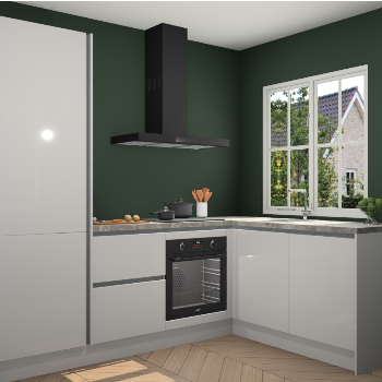 Zijdegrijze hoogglans greeploze keuken Linz 114539