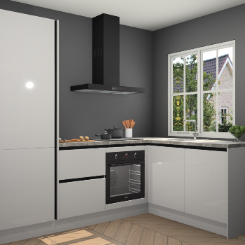 Zijdegrijze hoogglans greeploze keuken Linz 114542