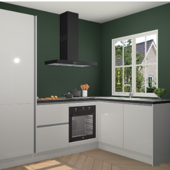 Zijdegrijze hoogglans greeploze keuken Linz 114551