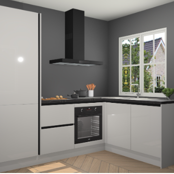 Zijdegrijze hoogglans greeploze keuken Linz 114554