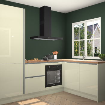 Magnolia hoogglans greeploze keuken Linz 114557